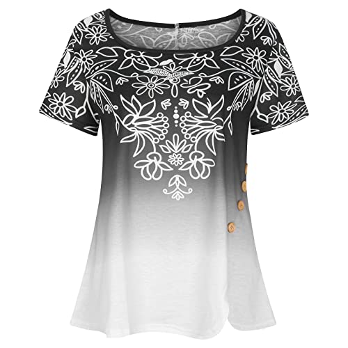 Dasayo Women Square Neck Tunic Tops Ethnic Boho Style Vintage Casual Going Out Tunics Shirt Loose Fit Retro Blouses Shirts #TOP3