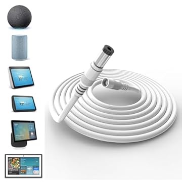 Tonton Cabo De Extensão Energia 30W 10 Pés Para Echo Show Compatível Com 15, 8, (3ª Geração), Alexa 4ª Geração, 3ª (2ª Geração Plus) Branco