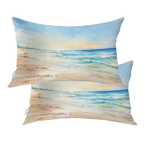 Housses de coussin décoratives plage 30,5 x 50,8 cm à zip invisible