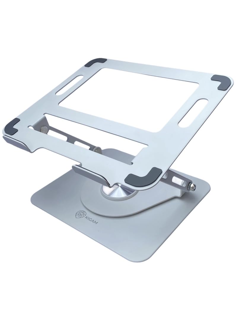 Kigam Laptopständer Höhenverstellbar & 360° Drehbar – Ergonomisch Für Alle Laptops Bis 17 Zoll, Silber