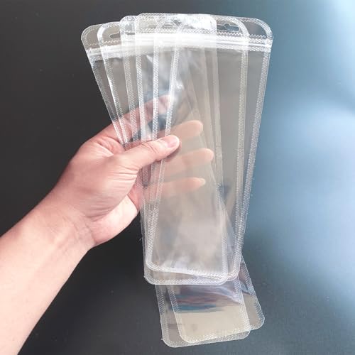 Image of 100 Pcs Resealable Beadable Pen Packaging Bags for Small Business,Clear Zipper Smell Proof Storage Bags for Party Favor Food Storage, Jewelry, Cosmetic,Candy (2.75x11.2inch)