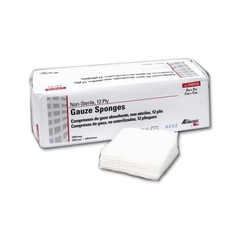 Pro Advantage Gauze Sponge, 2" x 2", 12-Ply, Non-Sterile, 200/sleeve Cover