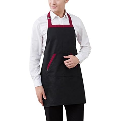 NiSengs unisex Chef Clothing Hanging Neck Kitchen Apron With Pockets Hotel Bar Restaurant Uniforms Black Cover