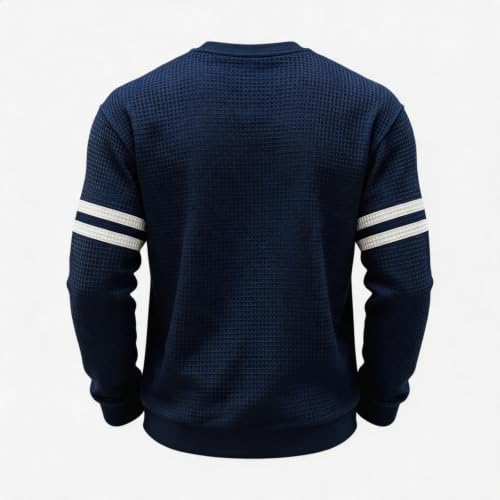 Mens Rugby Shirt Waffle Knit Game Day Casual Long Sleeve Tshirt - image 3