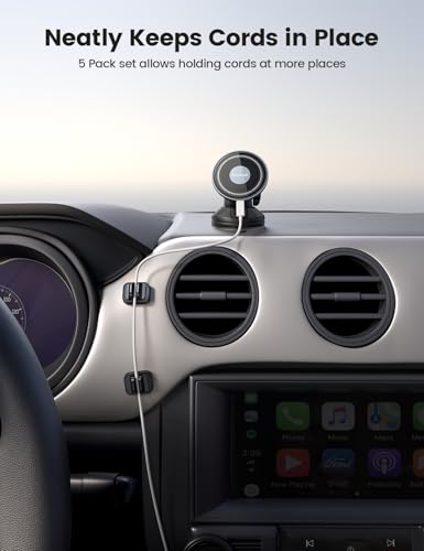 5Pack Cable Spring Holder Clips, Cord Organizer for Desk - Lamicall Adjustable Cord Wire Holder Keeper, Phone Charger Organizer Clips, Wire Cable Management for Nightstand Wall Car Office Desktop - Image 7