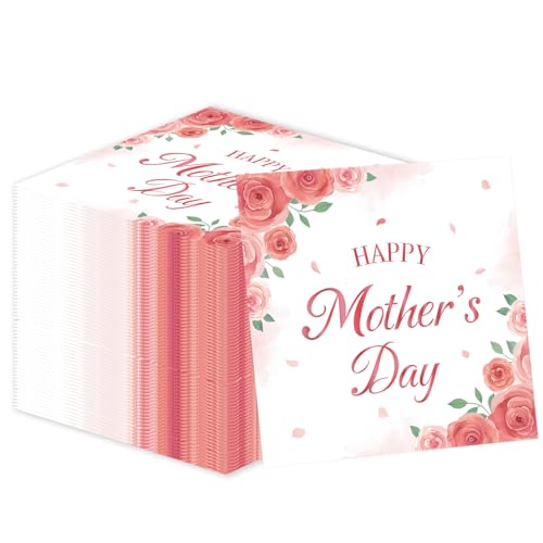50PCS Party Napkins Decorations Disposable Paper Luncheons Cocktail Dinners Napkins Celebrations Tableware Party Supplies (Mothers Day)