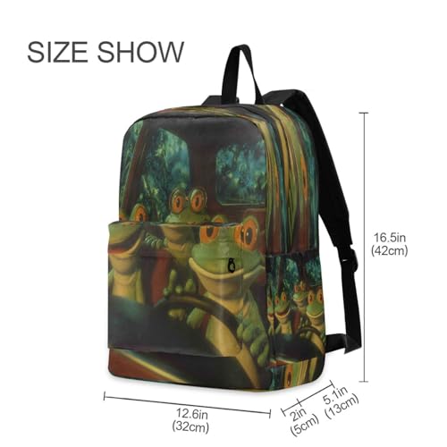 Dussdil Funny Green Frog Driving (1) Kids Backpack Backpacks for Boys Girls Teen School Bookbag Laptop Bag Daypack Large Travel Sports Bags2