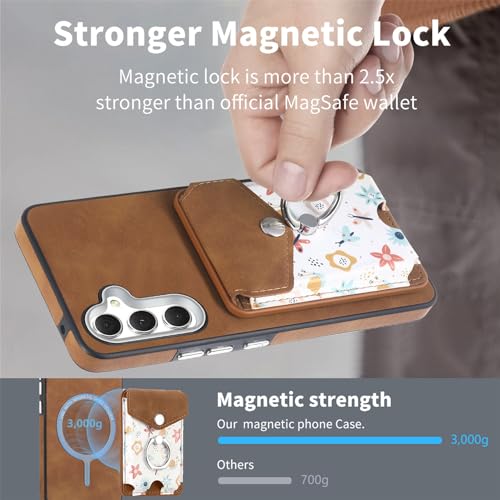 Coque Samsung A14 5G et M14 avec étui portefeuille élégant à motif fleur