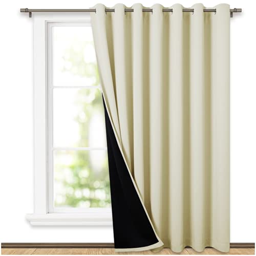 NICETOWN Thermal Insulated 100% Blackout Curtains, Noise Reducing Performance Slider Curtain Panel with Black Lining, Full Light Blocking Patio Door D