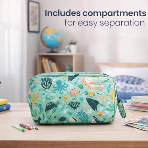 Image of Travel Organizer | Multipurpose All-in-One Compact Durable, Lightweight, Waterproof, Bag | Travel Friendly Pouch | Ideal for Stationary, Medicines, Accessory (Sea &Ocean Print)