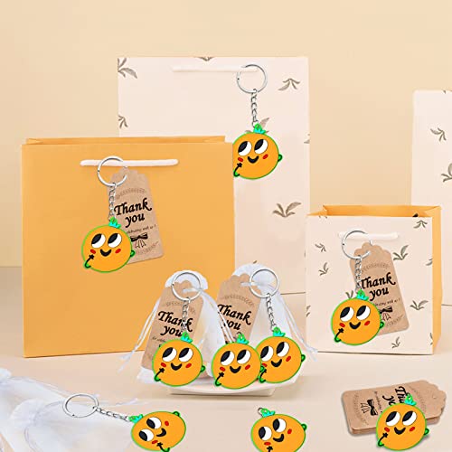 Elecrainbow 60 Pack Orange Party Keyring Pack Include 20 Keychains,20 Thank You Tags And 20 Goodie Bags For Baby Shower,Summer Fruit Party Gift,Family Party,Birthday #TOP3
