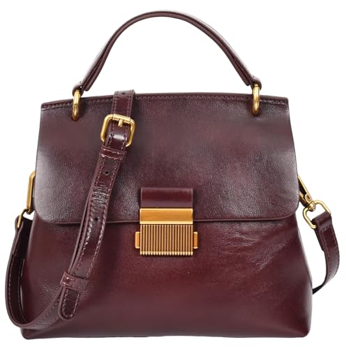 Womens Real Leather Handbag Small Cross Body Shoulder Bag Gabriella (Brown)