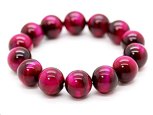 Bracelet œil de tigre rose 16MM perles rondes pierres femmes
