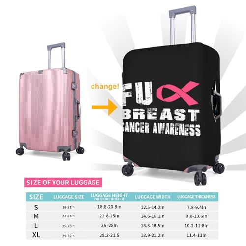 Travel Luggage Cover Fuck Breast Cancer Awareness Fashion Washable Baggage Suitcase Protector Fit For Luggage Large 5