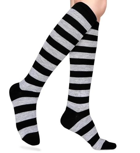 Image of Striped Knee High Socks for Women Outdoor Sport Athletic Stripe Casual Tube Socks