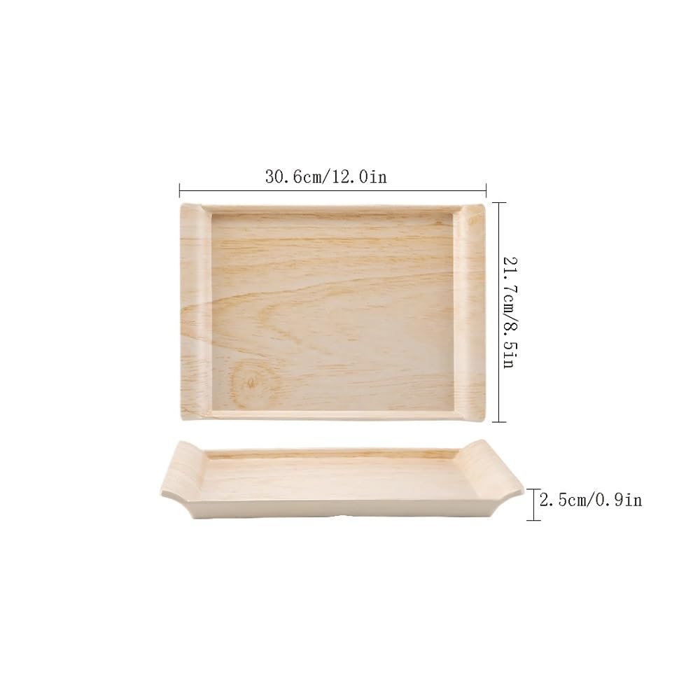 Vassoio da tè, Vassoio Portavivande Rettangolare In Melamina Effetto Legno 30,5x21,6x2,3 cm