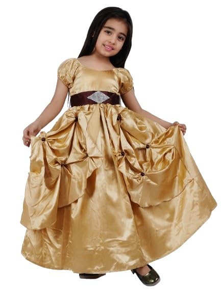 Image of Ripening Baby Girls' Poly Satin Puffed Cap Sleeves and A Square Neckline Gown