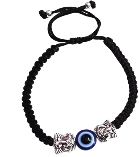 SABRAKAR " BLUE EVIL EYE SILVER GANESH JI BLACK THREAD BRACELET FOR GIRLS | WOMENS | MEN AND BOYS (B0CQ8CCBLG) Amazon Price History, Amazon Price Tracker
