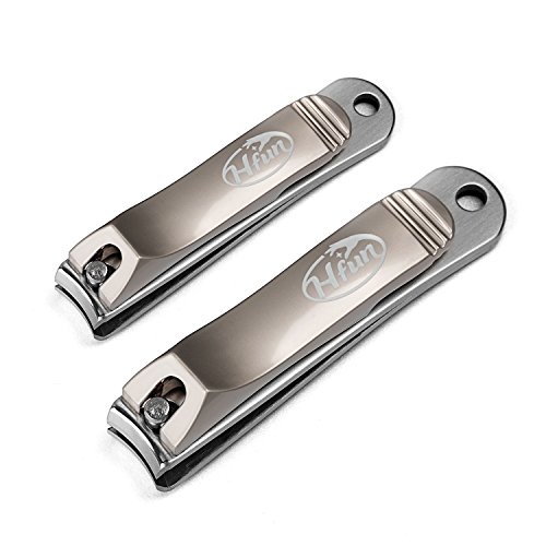 Hfun Nail Clippers Set - Stainless Steel Fingernail and Toenail Clipper Kit (Champagne)