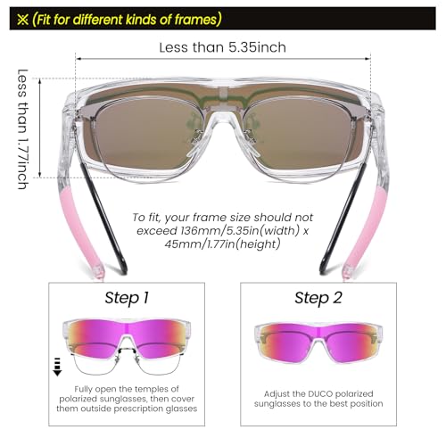 DUCO Sports Polarized Fit Over Sunglasses for Men Women Wrap Around Wear Over Glasses for Cycling Fishing4