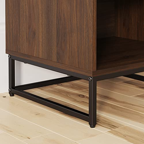 Nathan James 33802 Kensi Nightstand Side Accent Or End Table With Storage, Walnut/Black thumb #3