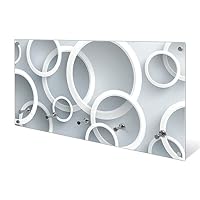 Banjado Wandgarderobe Aus Echtglas – 80x40 Cm, Mit 5 Haken & Magneten, Beschreibbar & Abwischbar