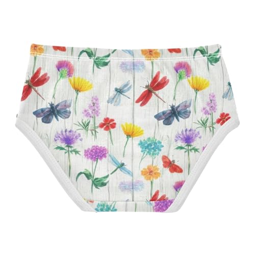 Vintage Wildflowers Dragonflies Panties Little Girl Girls Underwear Toddlers Cotton Funny Underpants Briefs 2t2