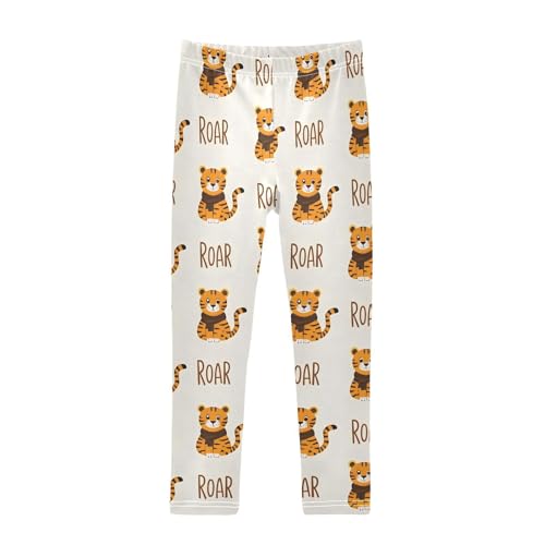 Cute Roaring Tiger Girls Leggings Soft Stretch Workout Yoga Dance Pants for Kids Casual Tights