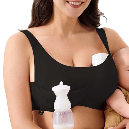 Image of Wireless Hands-Free Pumping Bra, Adjustable with Extendable Straps and Hook Extender, Comfort Sleep Pumping & Nursing Bra