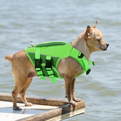 KONVINIT Schwimmweste Hund,Hundeschwimmweste,Schwimmwesten für Hunde -Dog Life Jacket für Kleine Mittel Große Hunde zum Bootfahren,Schwimmen,Surfen,Größenverstellbar mit Griff und Reflektoren