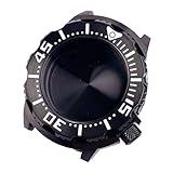 Spessore della cassa: 13,6 mm MEUIXT Orologio da sub Monster da 42 mm, 20 ATM, cassa in acciaio inossidabile, bracciale in vetro zaffiro, compatibile con movimento automatico NH35 NH36, corona da 3,8 pollici, 120 clic(Black case)