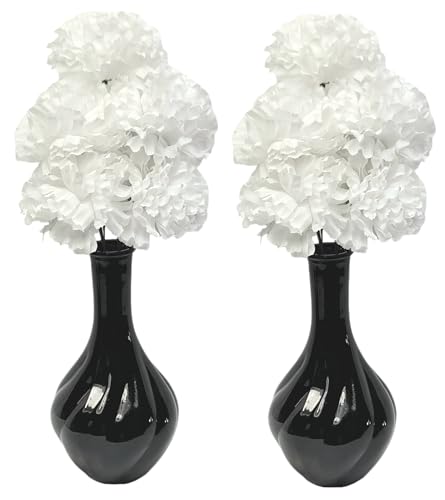 Flourish 794194 Lot de mini fleurs artificielles dans Vase Noir/blanc 32 cm