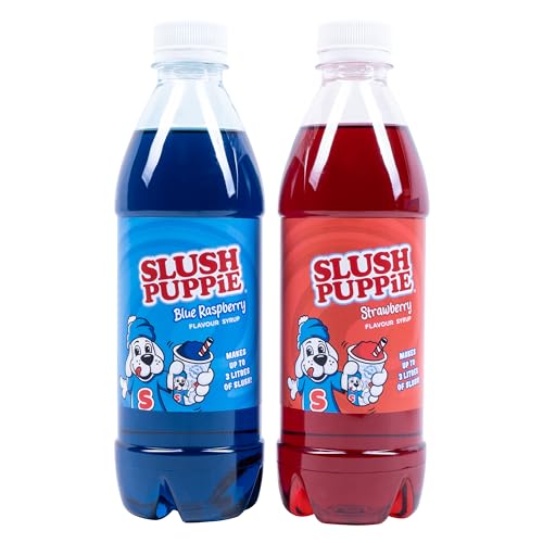 Slush Puppie Sirup 2 Geschmacksrichtungen Enthält kultige Geschmacksrichtungen Blue Raspberry & Strawberry 2 x 500 ml Flaschen Offiziell lizenziertes Slush Puppy Merchandise – Bild 3
