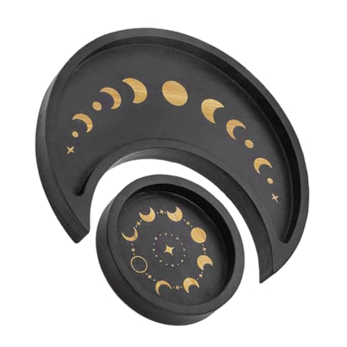 OFFSCH 1set Crystal Holder Tray for Essential Oils and Jewelry Wooden Moon and Plate for Home Decor Multi-functional Cosmetic and Trinket Organizer Stylish Design for Desktop and Tabletop OFFSCH 1set Crystal Holder Tray for Essential Oils and Jewelry Wooden Moon and Plate for Home Decor Multi-functional Cosmetic and Trinket Organizer Stylish Design for Desktop and Tabletop