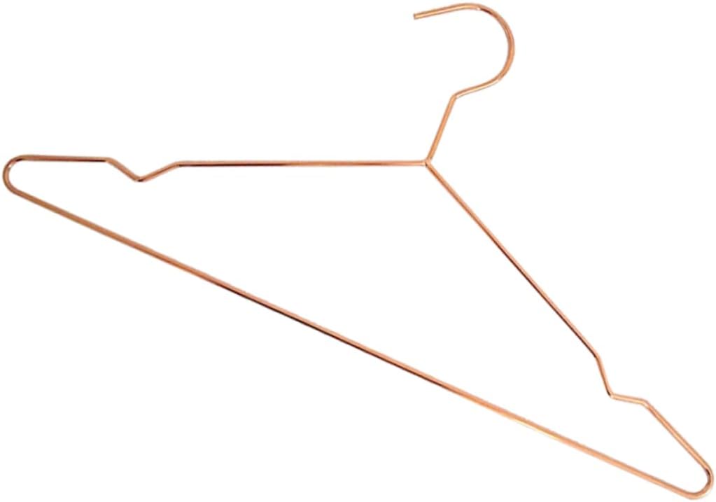 Rose Gold Metal Clothes Hangers Non-Slip Design Adjustable Size 10-Piece Set for Shirts Dresses Coats for Laundry Room Organization