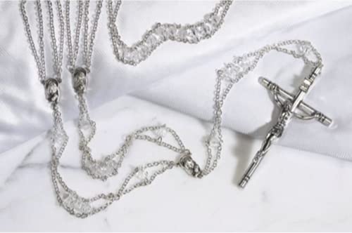 Austrian Crystal Ladder Lasso Rosary Wedding Rosary 42 L, 4 Lenght Crucifix- Gift Boxed