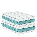 LANE LINEN Kitchen Towels Set - Pack of 6 Cotton Dish Towels for Drying Dishes, 18”x 28”, Kitchen Hand Towels, Absorbent Tea Towels, Dish Towels for Kitchen, Quick Drying Towel Set - Aqua