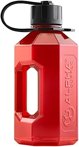 Alpha Bottle XL - 1.6 Litre Water Jug/Gym Bottle - BPA Free Ideal For Gym, Dieting, Bodybuilding, Outdoor Sports, Hiking & Office, Half Gallon - Made in the UK 100% Food safe materials (Red)