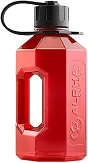 Alpha Bottle XL - 1.6 Litre Water Jug/Gym Bottle - BPA Free Ideal For Gym, Dieting, Bodybuilding, Outdoor Sports, Hiking & Office, Half Gallon - Made in the UK 100% Food safe materials (Red)