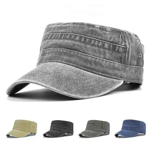Fuantuda Casquette Homme Vintage Casquette Militaire Réglable Armée Chapeau, Coton lavé Vintage Plat Chapeau, pour Sports et Extérieur