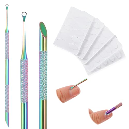 TIESOME Empujador de cutículas de doble extremo, removedor de cutículas con 10 papel de lija, quitacutículas profesional para manicura y pedicura (color)