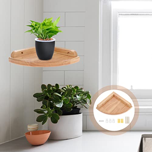 Garneck Floating Wall Shelf Display Stand with Rounded Edges for Bedroom Kitchen, Office, Living Room, Bathroom, Oak Shelves, 18 cm - Image 2