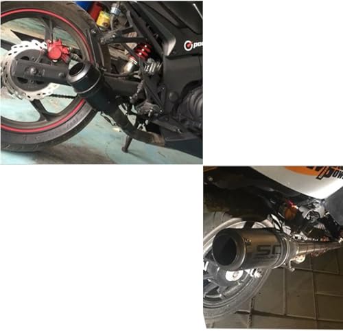 Image of OTOROYS Mini Black Bike Exhaust Slip-on System Silencer | S-C Projection Segment Exhaust | Modified Sports Motorcycle Muffler for KTM, Yamaha, TVS, Suzuki, Bajaj and Hero | Universal Fit
