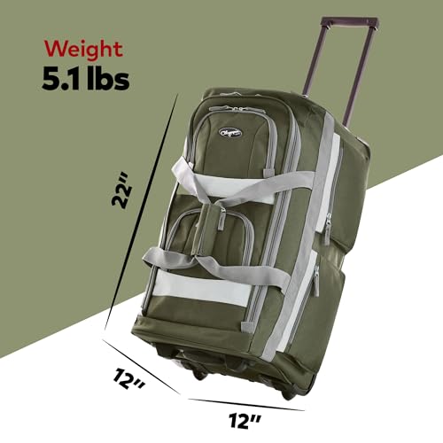 Olympia U.S.A. 22 inch Carry On 8 Pockets Wheeled Rolling Duffel Bag Water Resistant Luggage Lightweight Travel Suitcase with Retractable Handle - Thumbnail 3