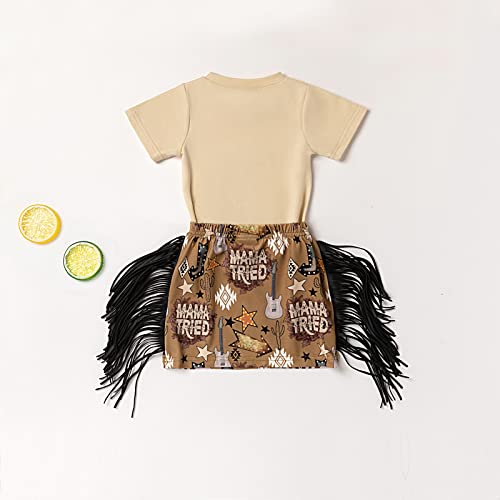 Mbmshegh Toddler Baby Girl Outfit Short Sleeve T-Shirt + Shorts With Tassel Cute Summer Clothes Short Set(18-24M,L-Yellow) #TOP1