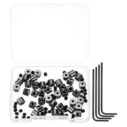 MECCANIXITY 40 Pcs Metal Locking Pin Backs, Locking Pin Keepers Clasp 5mm(H) with 4 Wrench Replacement in Storage Case for Badge, Brooch, Black Tone