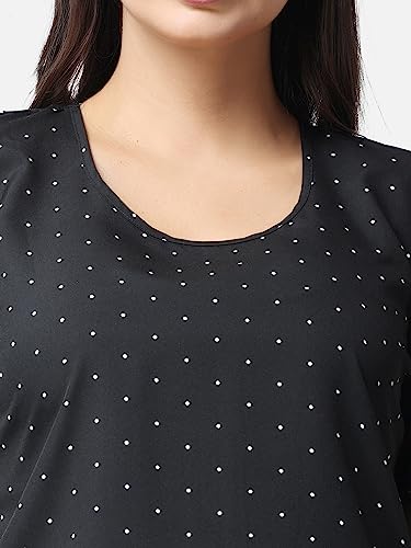 Image of POPWINGS Casual Printed Puff Sleeves Round Neck Top for Women || Stylish Summer Tops for Women || Hip-Length Women Top