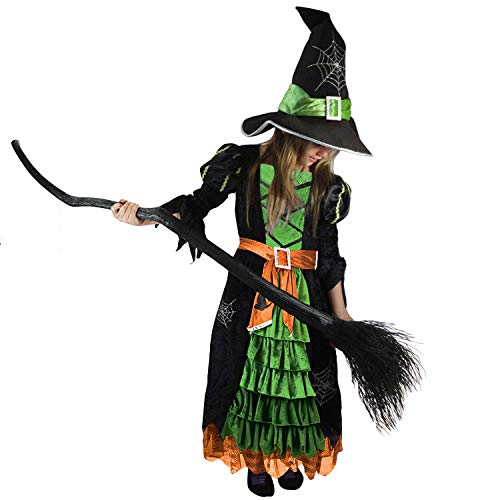 Spooktacular Creations Fairytale Green Cute Witch Dress Halloween Costume Deluxe Set With Hat For Girls (S) #TOP4