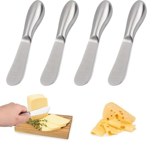 Spreader Knife Set,4-Piece Cheese and Butter Spreader Knives,Mini Serving Tongs,Stainless Steel Multipurpose Butter Knives
