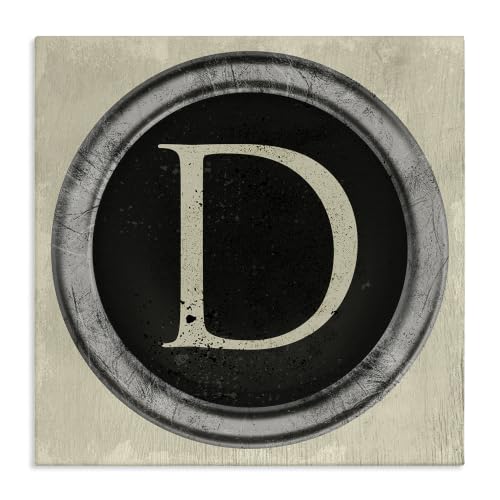 'Letter D Initial Vintage Typewriter Key Shape'| Canvas Art